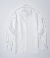 Striped Linen Cutaway Collar Shirt - White/Blue - Brunati Como®