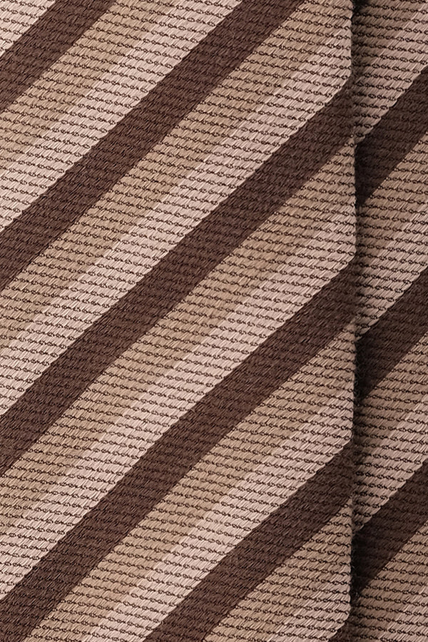 3-Fold Striped Silk Wool Tie - Light Beige/Beige/Brown me - Brunati Como®