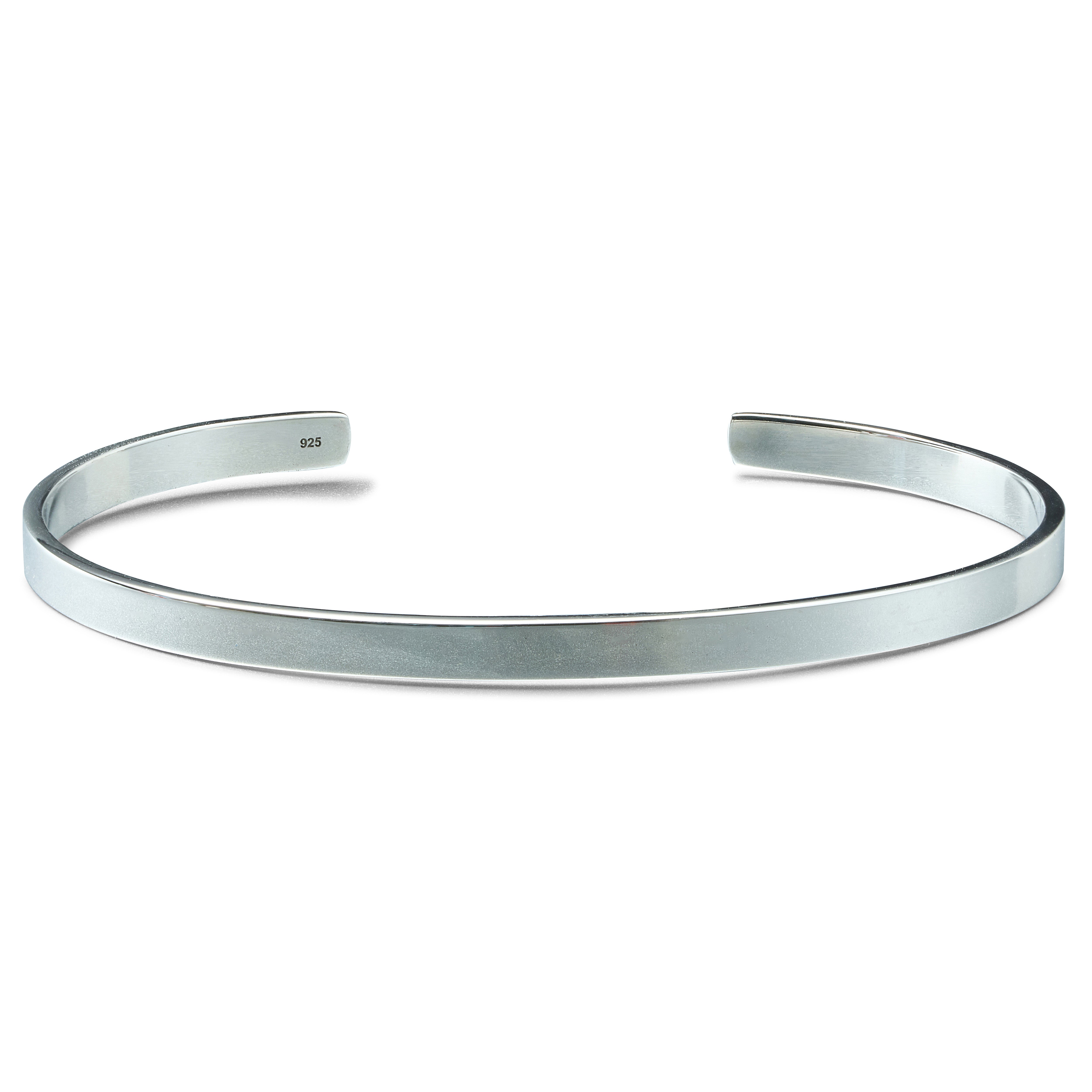 925 Sterling Silver Flat Bangle – Polished | Brunati Como