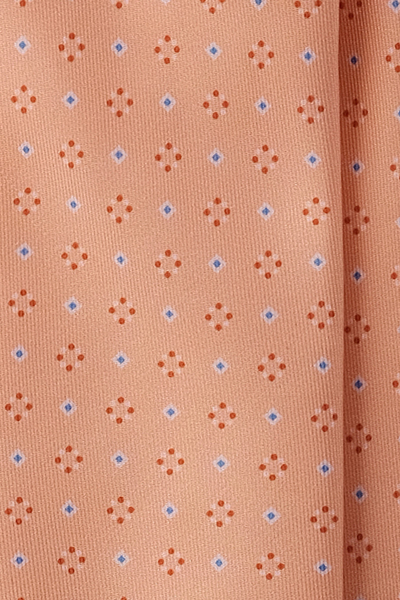3-Fold Patterned Printed Silk Tie - Soft Orange - Brunati Como