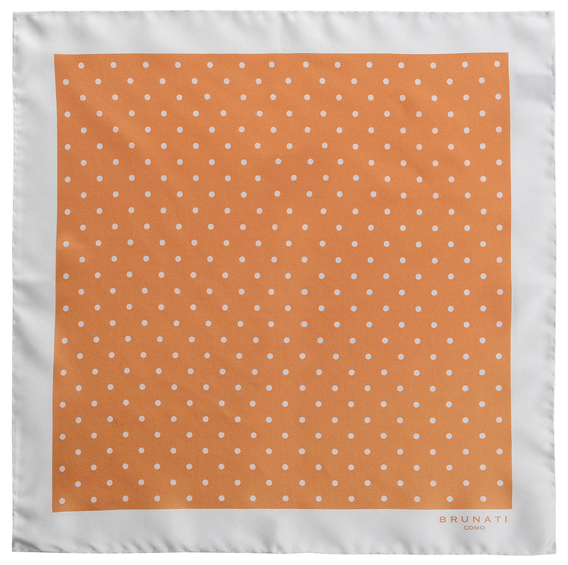 Polka Dot Silk Pocket Square - Orange / Off White - Brunati Como
