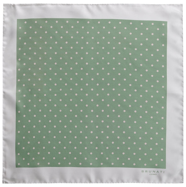 Polka Dot Silk Pocket Square - Green / Off White - Brunati Como