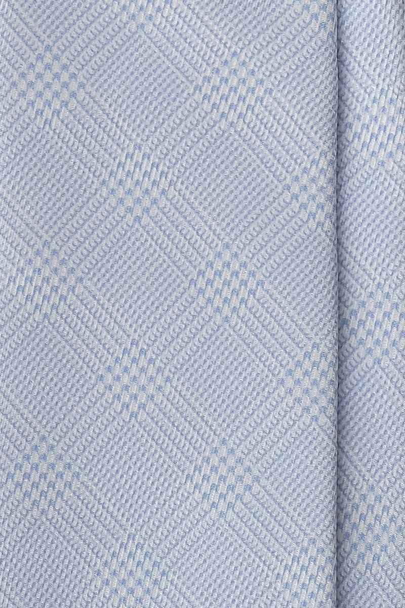 3- Fold Untipped Prince of Wales 40oz Silk Tie - Light Blue - Brunati Como