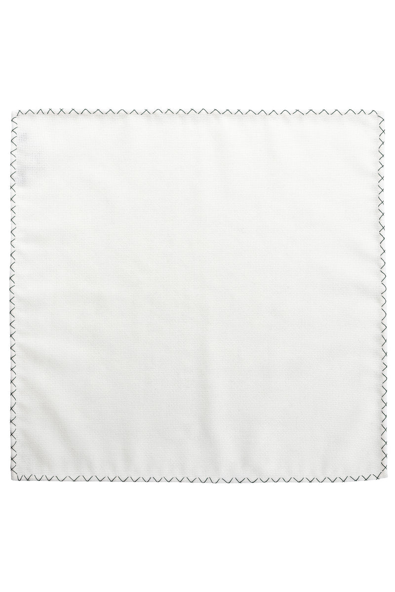 Plain Hand Stitched Cashmere Pocket Square - Creme/Forest - Brunati Como