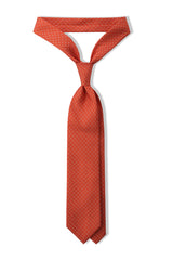 3-Fold Horsebit Printed Silk Tie - Orange - Brunati Como