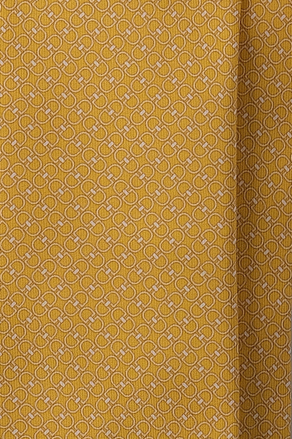 3-Fold Horsebit Printed Silk Tie - Yellow - Brunati Como