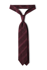 3-Fold Striped Silk Grenadine Tie - Bordeaux - Brunati Como