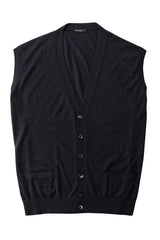 Navy Cashmere Silk Knitted Vest - Brunati Como