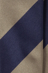 Striped Silk Jacquard Repp Tie - Beige/Navy