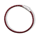 Braided Leather Silver Bracelet - Burgundy - Brunati Como®