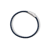 Braided Leather Silver Bracelet - Navy - Brunati Como®