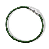 Braided Leather Silver Bracelet - Forest - Brunati Como®