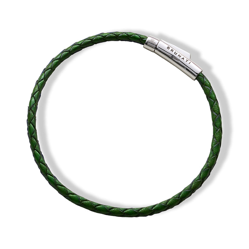 Braided Leather Silver Bracelet - Forest - Brunati Como®