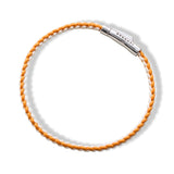 Braided Organic Cotton Silver Bracelet - Orange / Off White - Brunati Como®
