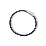 Braided Leather Silver Bracelet - Black - Brunati Como®