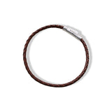 Braided Leather Silver Bracelet - Brown - Brunati Como®