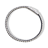 Braided Organic Cotton Silver Bracelet - Navy / Off White - Brunati Como®
