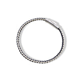 Braided Organic Cotton Silver Bracelet - Navy / Off White - Brunati Como®