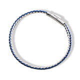 Braided Organic Cotton Silver Bracelet - Blue / Off White - Brunati Como®