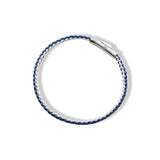 Braided Organic Cotton Silver Bracelet - Blue / Off White - Brunati Como®