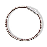 Braided Organic Cotton Silver Bracelet - Brown / Off White - Brunati Como®