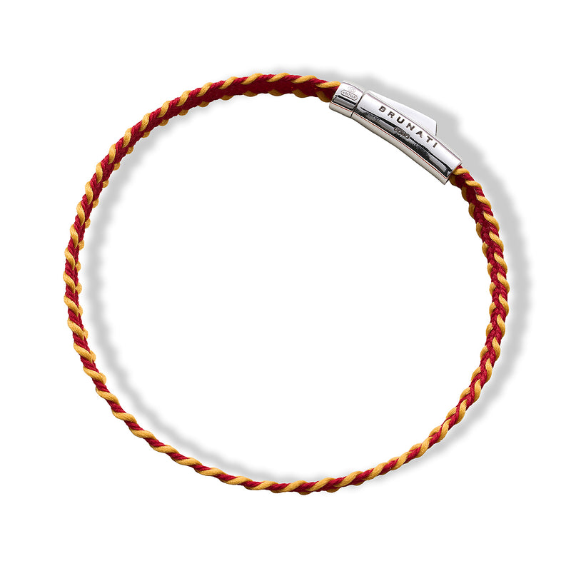 Stitched Fiber Silver Bracelet - Burgundy / Yellow - Brunati Como®