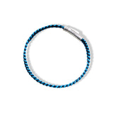 Stitched Fiber Silver Bracelet - Dark Navy / Blue - Brunati Como®