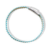 Stitched Fiber Silver Bracelet - Turquoise / Light Beige - Brunati Como®
