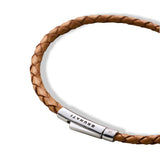 Braided Leather Silver Bracelet - Camel Beige - Brunati Como®