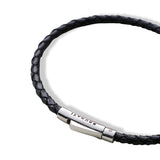 Braided Leather Silver Bracelet - Black - Brunati Como®