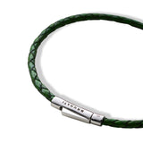 Braided Leather Silver Bracelet - Forest - Brunati Como®