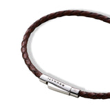 Braided Leather Silver Bracelet - Brown - Brunati Como®