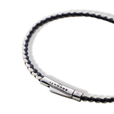 Braided Organic Cotton Silver Bracelet - Navy / Off White - Brunati Como®