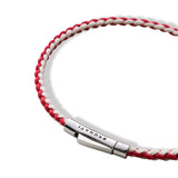 Braided Organic Cotton Silver Bracelet - Red / Off White - Brunati Como®