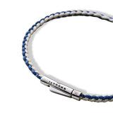 Braided Organic Cotton Silver Bracelet - Blue / Off White - Brunati Como®
