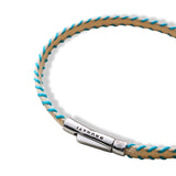 Stitched Fiber Silver Bracelet - Turquoise / Light Beige - Brunati Como®