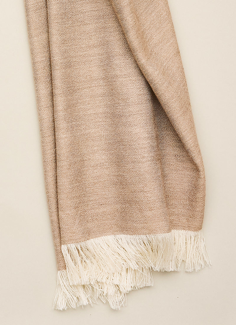 Double-faced Natural Cashmere Scarf - Cream/Light Beige - Brunati Como®