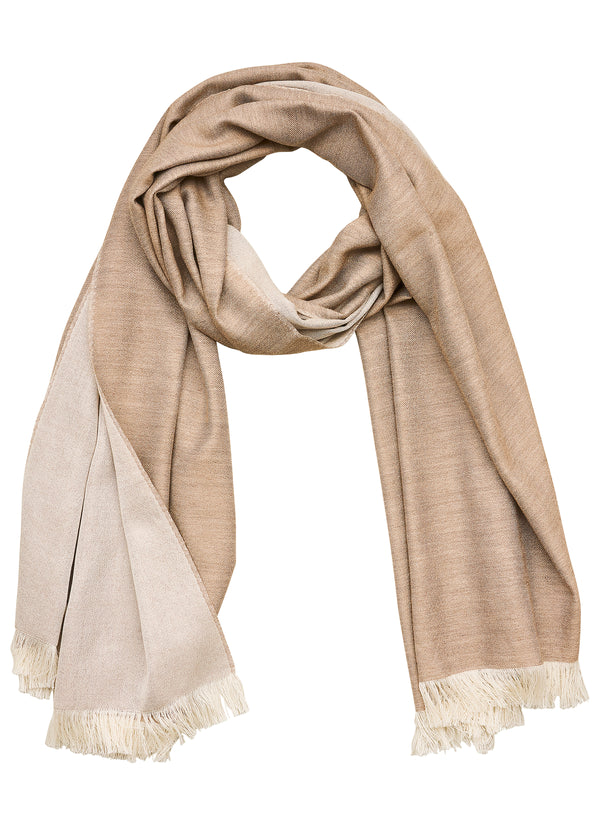 Double-faced Natural Cashmere Scarf - Cream/Light Beige - Brunati Como®