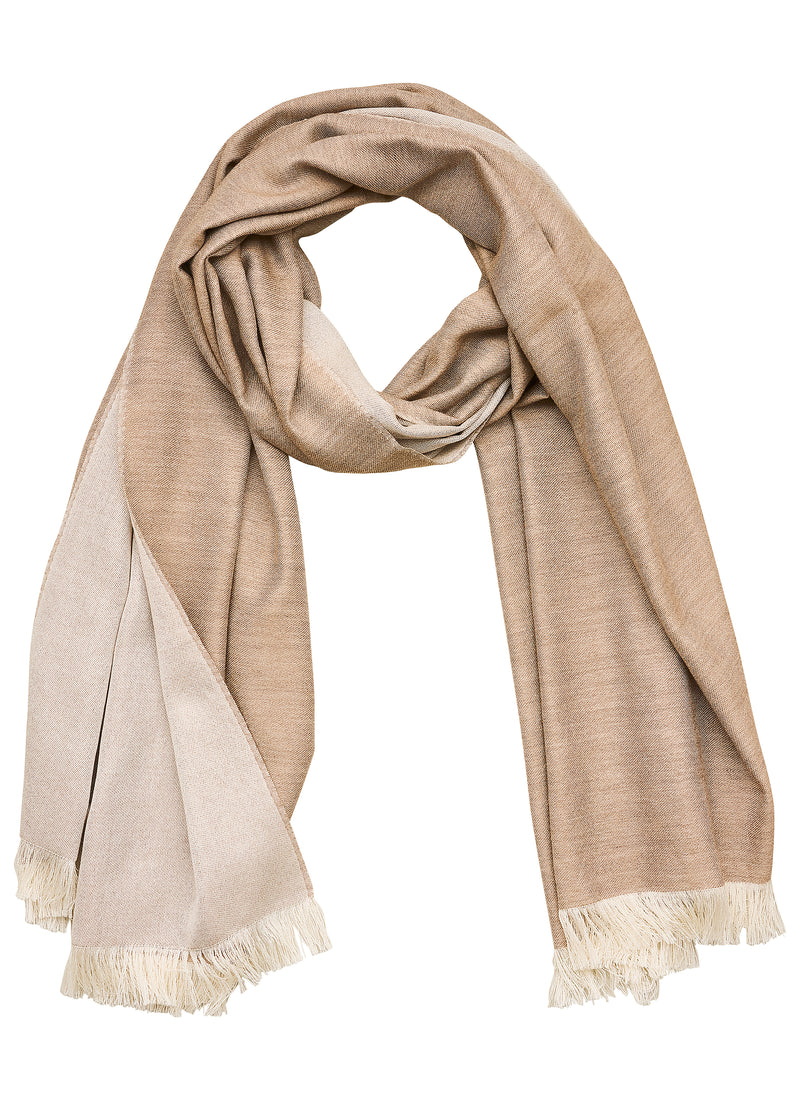 Double-faced Natural Cashmere Scarf - Cream/Light Beige - Brunati Como®