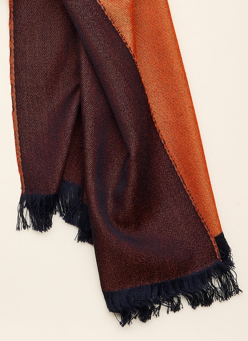 Double-faced Natural Cashmere Scarf - Orange/Burgundy/Navy - Brunati Como®