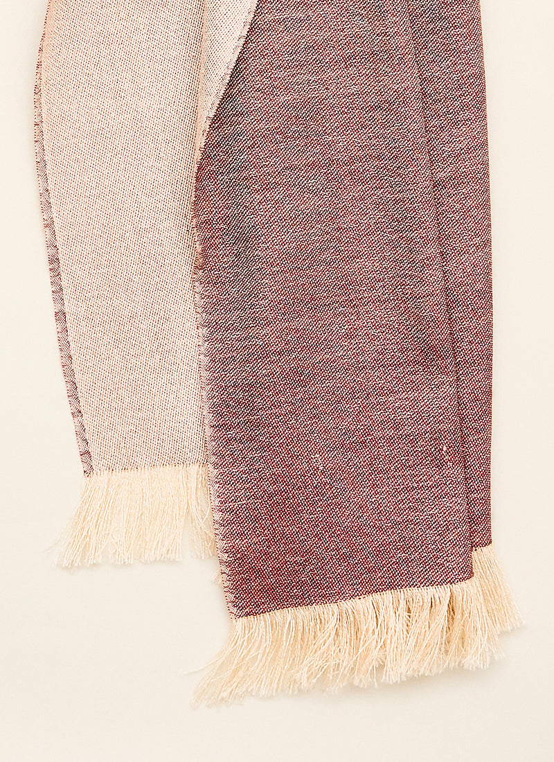 Double-faced Natural Cashmere Scarf - Light Burgundy/Cream - Brunati Como®