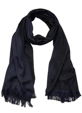 Double-faced Natural Cashmere Scarf - Black/Navy - Brunati Como®
