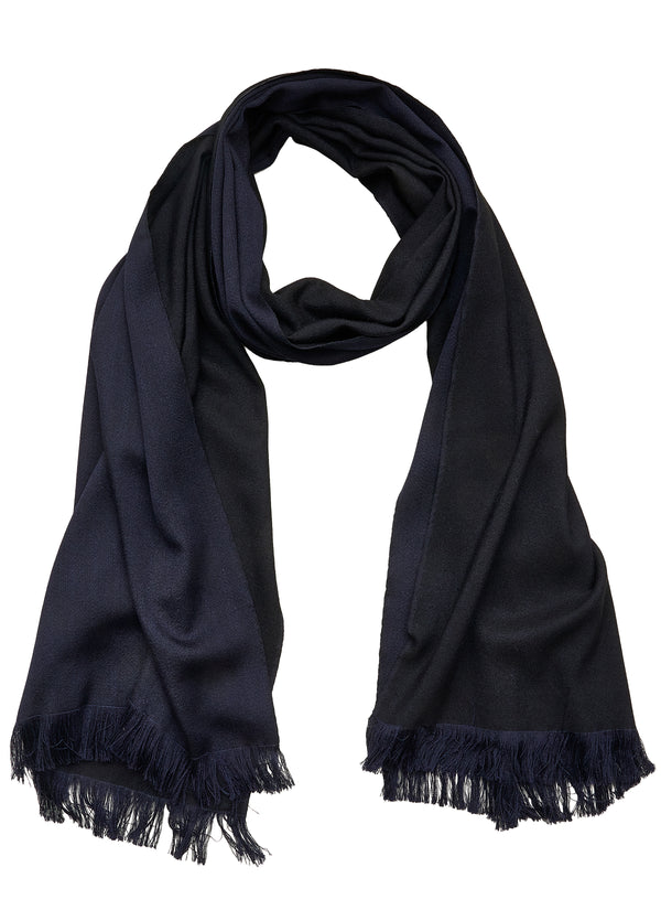 Double-faced Natural Cashmere Scarf - Black/Navy - Brunati Como®