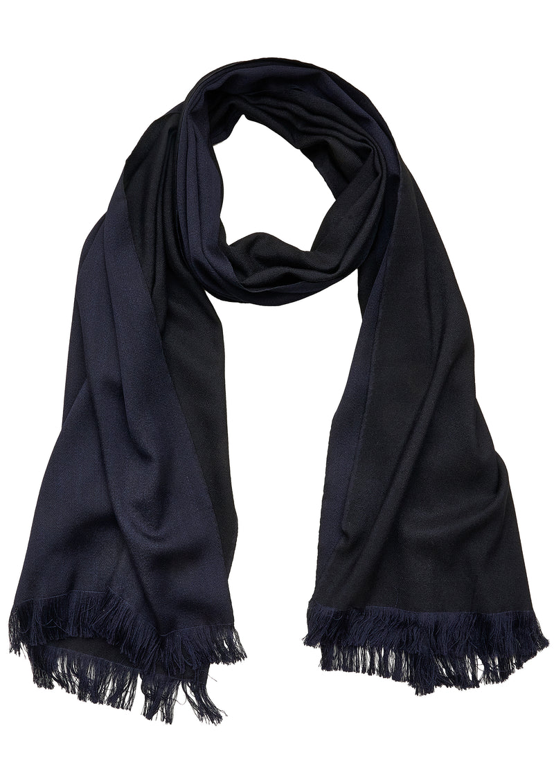 Double-faced Natural Cashmere Scarf - Black/Navy - Brunati Como®