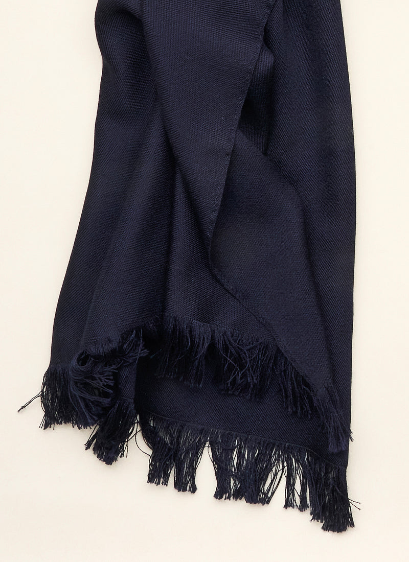 Double-faced Natural Cashmere Scarf - Navy - Brunati Como®