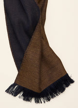 Double-faced Natural Cashmere Scarf - Gold Brown/Navy - Brunati Como®