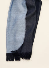 Double-faced Natural Cashmere Scarf - Light Blue/Navy - Brunati Como®