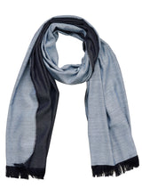 Double-faced Natural Cashmere Scarf - Light Blue/Navy - Brunati Como®
