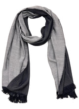 Double-faced Natural Cashmere Scarf - Light Grey/Navy - Brunati Como®