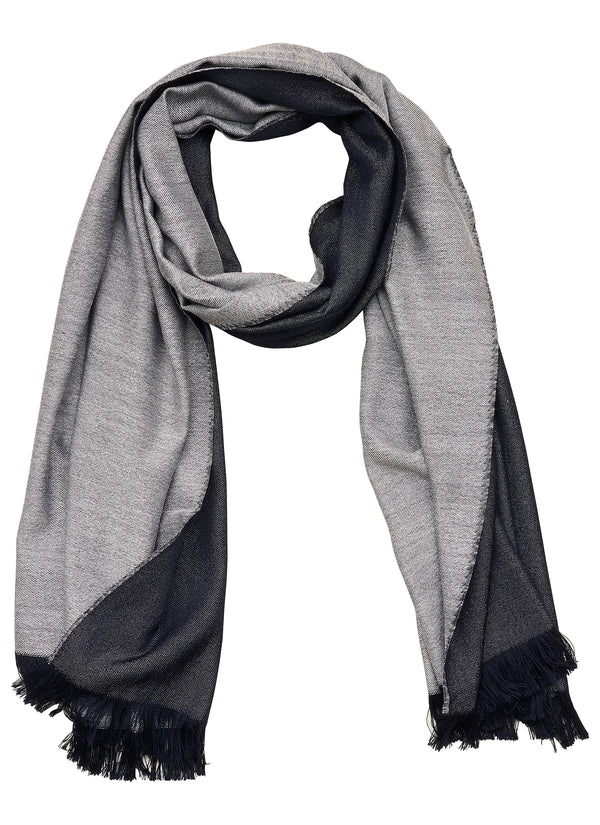 Double-faced Natural Cashmere Scarf - Light Grey/Navy - Brunati Como®